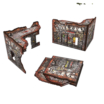 Green Stuff World Matched Play Pre-Painted Foldable Small L-shaped Ruin - Orks