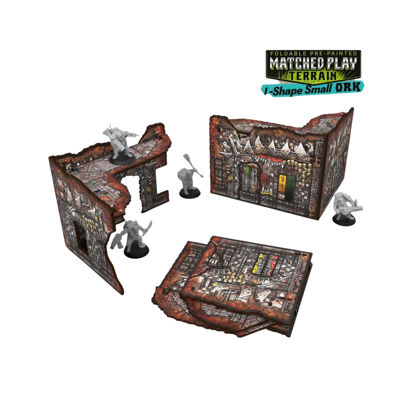 Green Stuff World Matched Play Pre-Painted Foldable Small L-shaped Ruin - Orks