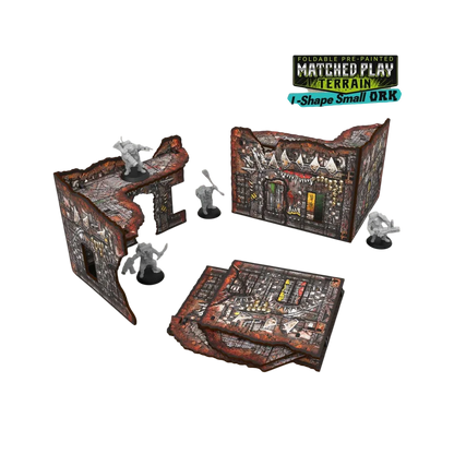 Green Stuff World Matched Play Pre-Painted Foldable Small L-shaped Ruin - Orks