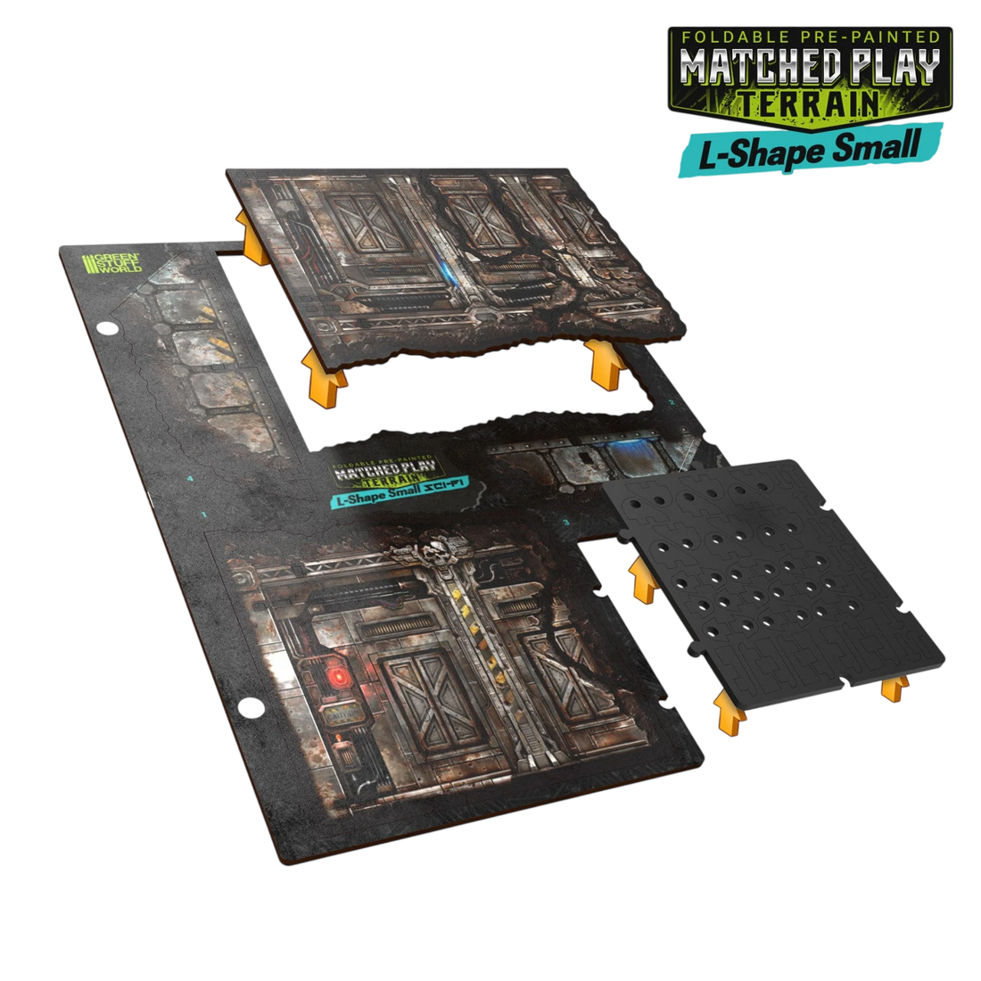 Green Stuff World Matched Play Pre-Painted Foldable Small L-shaped Ruin - Sci-fi