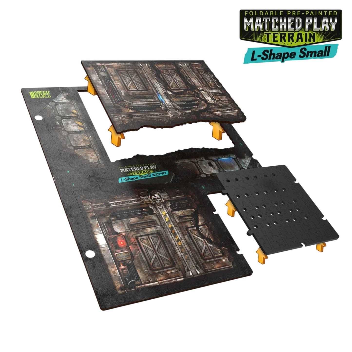 Green Stuff World Matched Play Pre-Painted Foldable Small L-shaped Ruin - Sci-fi