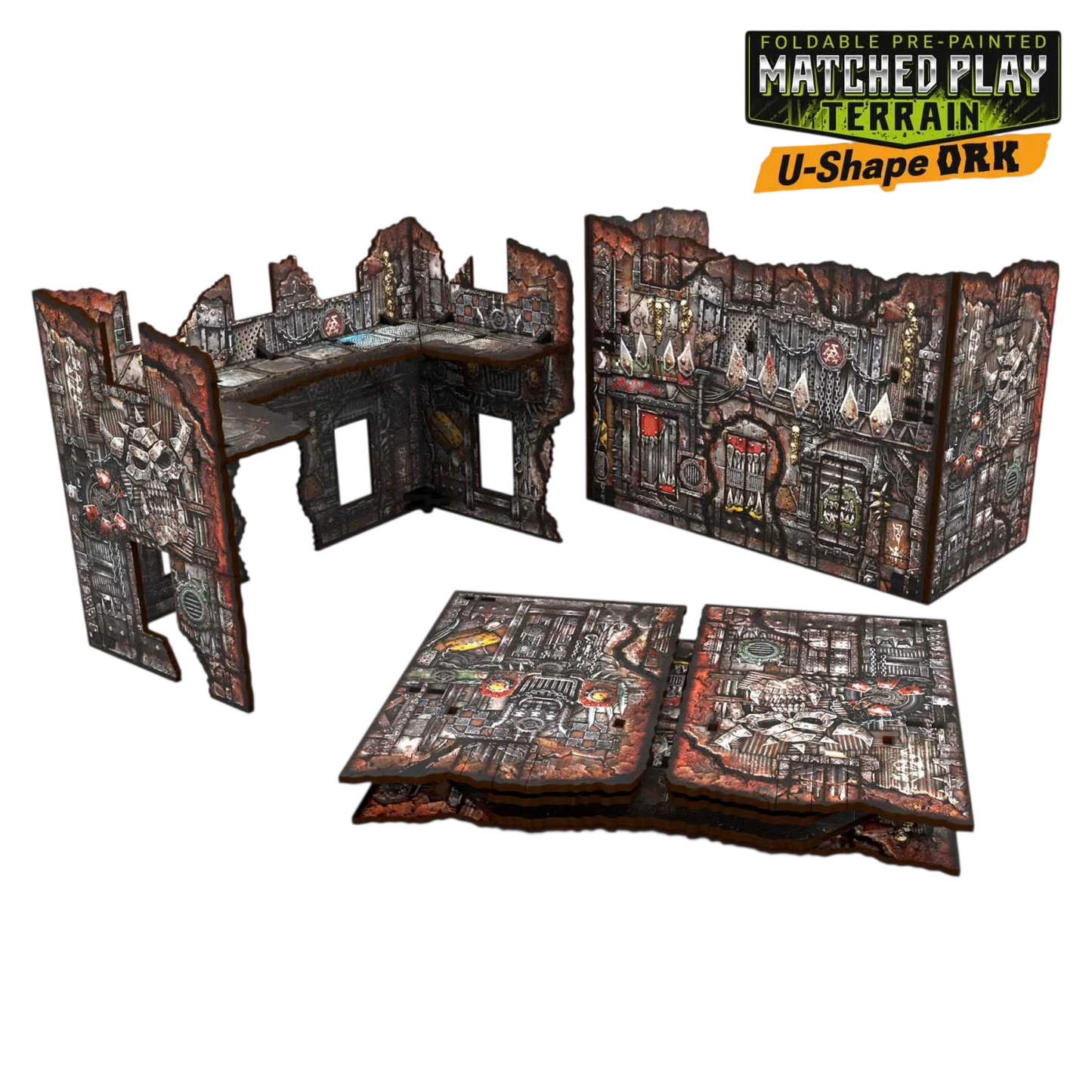 Green Stuff World Matched Play Pre-Painted Foldable U-shaped Ruin - Orks - Wargaming