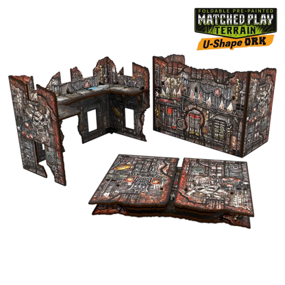 Green Stuff World Matched Play Pre-Painted Foldable U-shaped Ruin - Orks - Wargaming