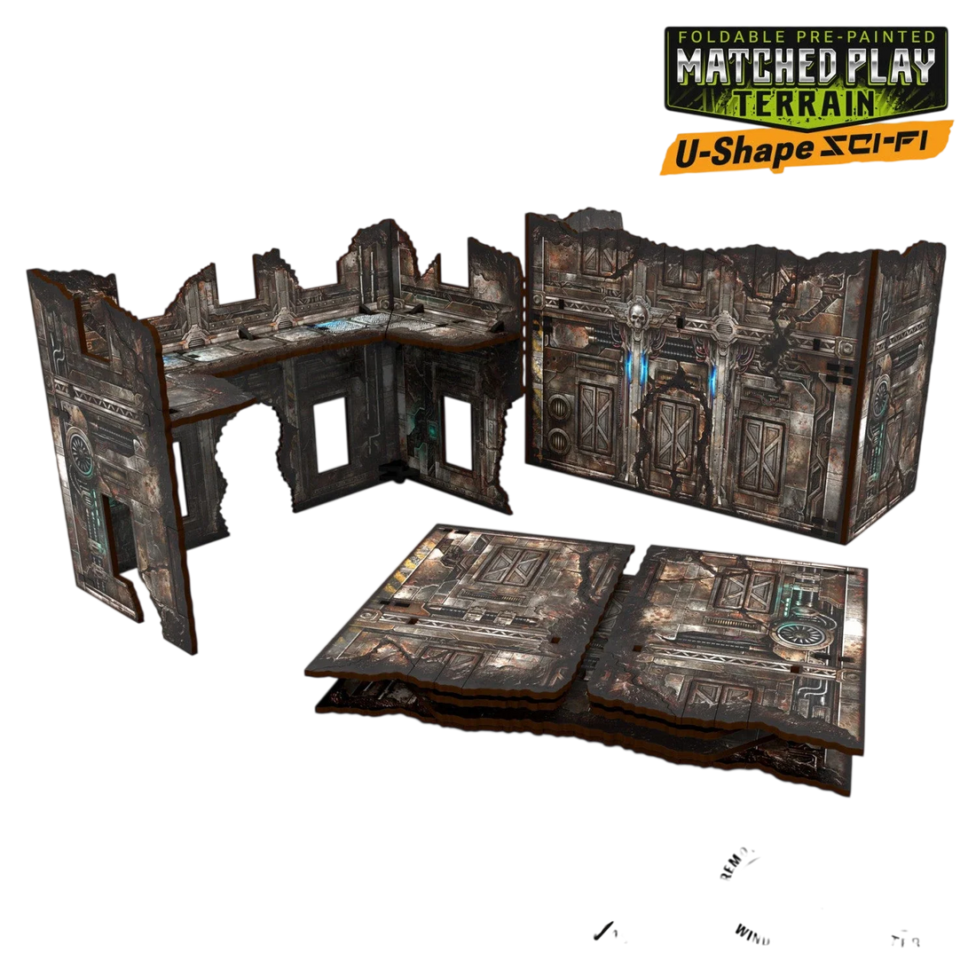 Green Stuff World Matched Play Pre-Painted Foldable U-shaped Ruin - Sci-fi - Wargaming