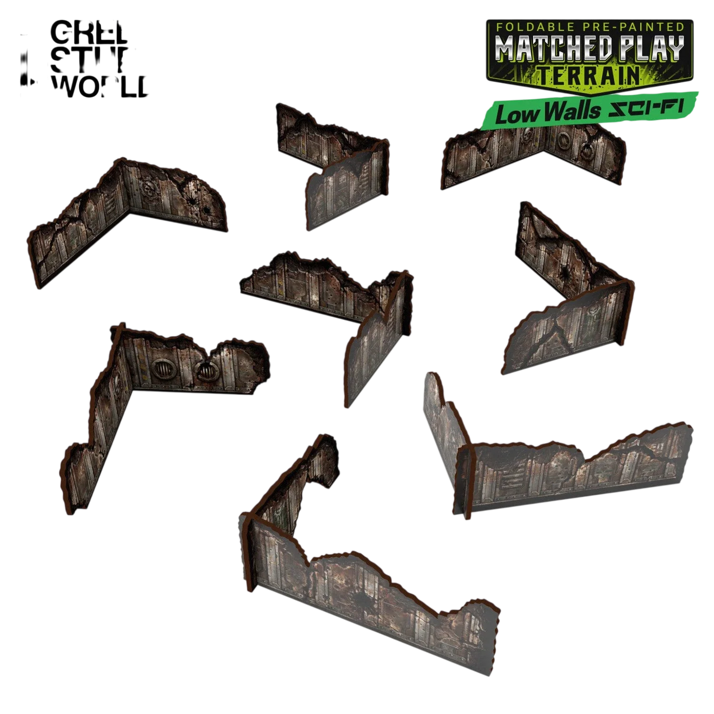 Green Stuff World Matched Play Pre-painted Low Walls (Pack x8)