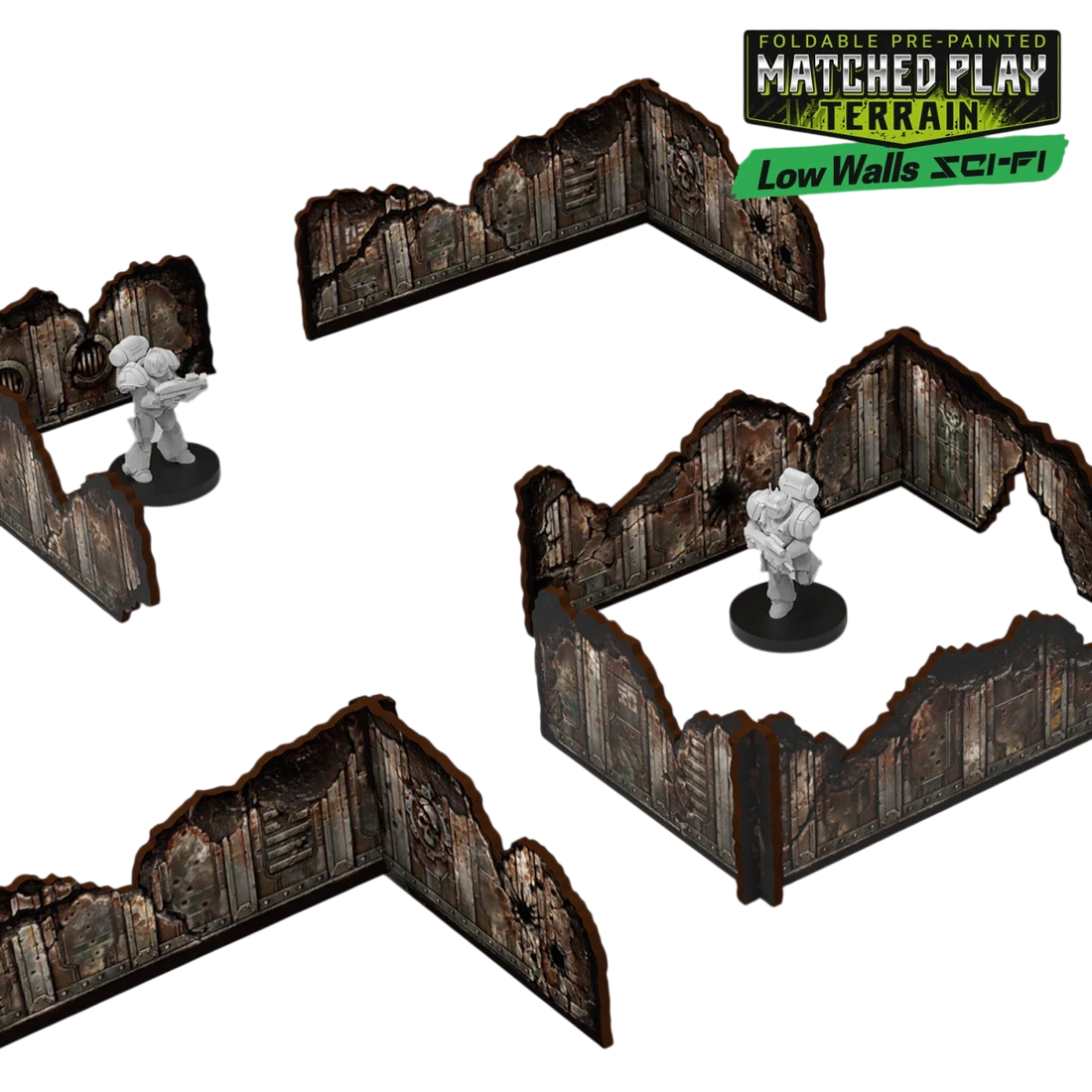 Green Stuff World Matched Play Pre-painted Low Walls (Pack x8)