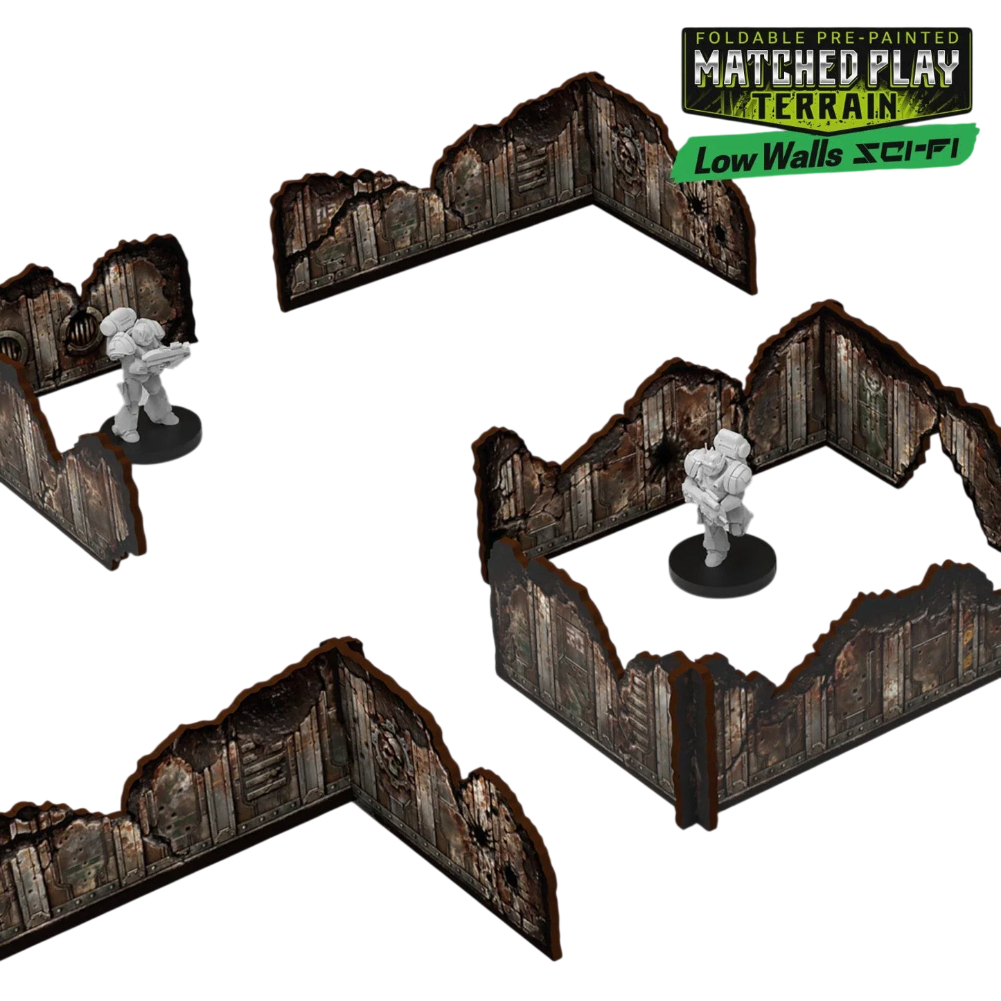 Green Stuff World Matched Play Pre-painted Low Walls (Pack x8)