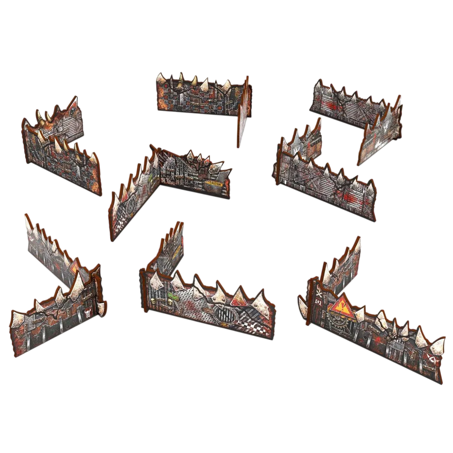 Green Stuff World Matched Play Pre-painted Ork Low Walls (Pack x8) - Wargaming