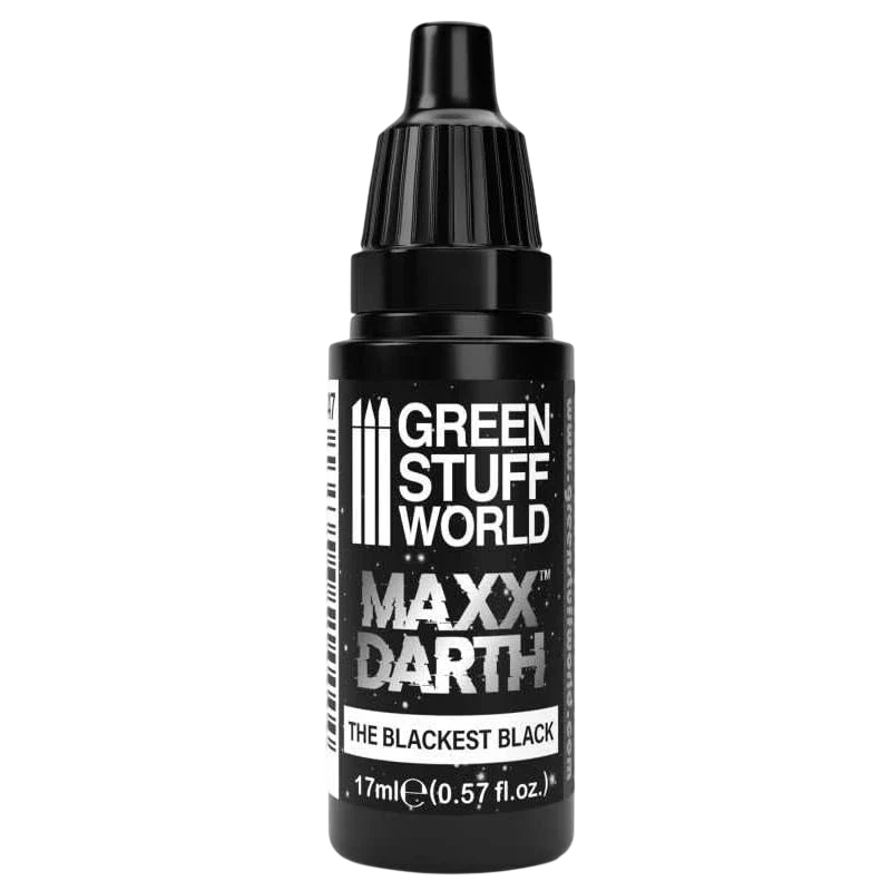 Green Stuff World Maxx Darth Black Paint 17 ml The Blackest Black Paint 98.9% Light Absorption Rate