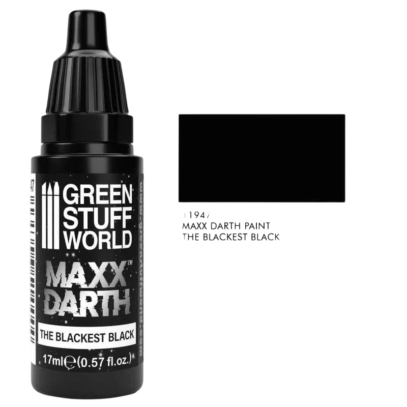 Green Stuff World Maxx Darth Black Paint 17 ml The Blackest Black Paint 98.9% Light Absorption Rate