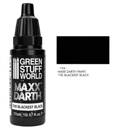 Green Stuff World Maxx Darth Black Paint 17 ml The Blackest Black Paint 98.9% Light Absorption Rate