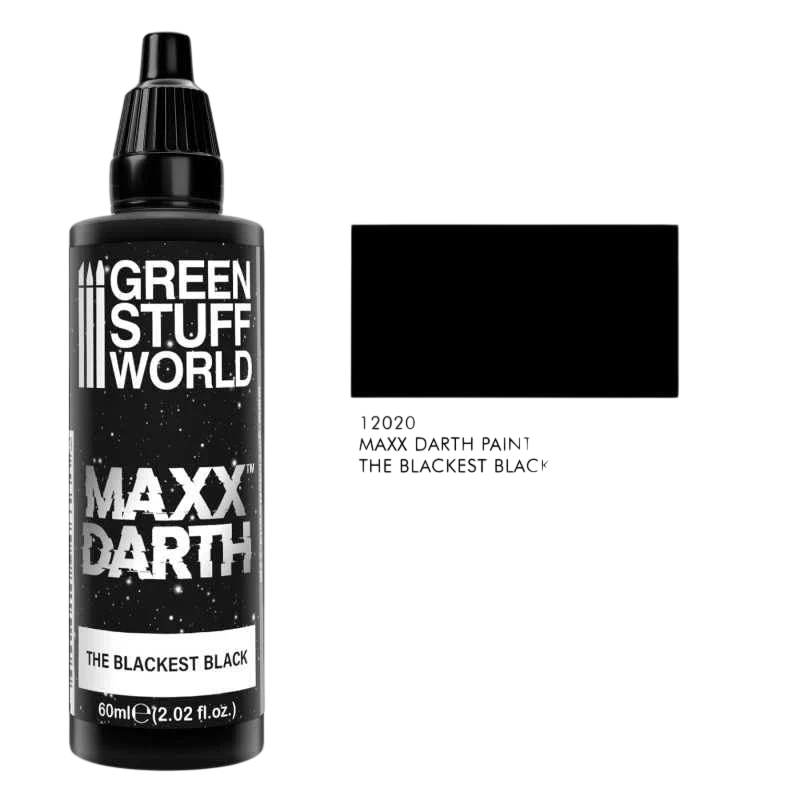 Green Stuff World Maxx Darth Black Paint 60 ml The Blackest Black Paint 98.9 Percent Light Absorption Rate