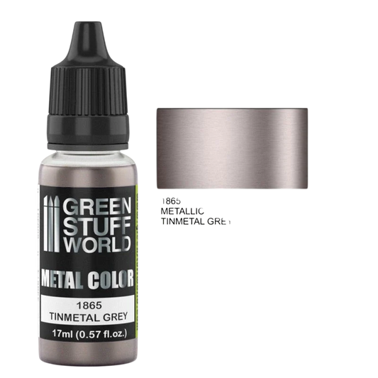 Green Stuff World – Metallic Paint Tinmetal Grey 1865 for Models and Miniatures
