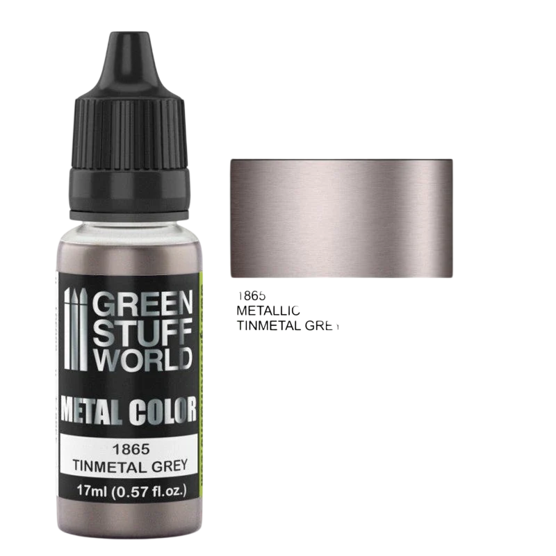 Green Stuff World – Metallic Paint Tinmetal Grey 1865 for Models and Miniatures