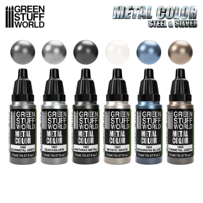 Green Stuff World Metallic Paints Set - Silver 9910