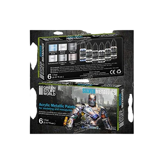 Green Stuff World Metallic Paints Set - Silver 9910