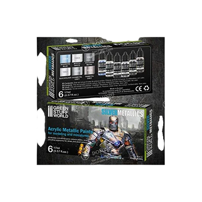 Green Stuff World Metallic Paints Set - Silver 9910