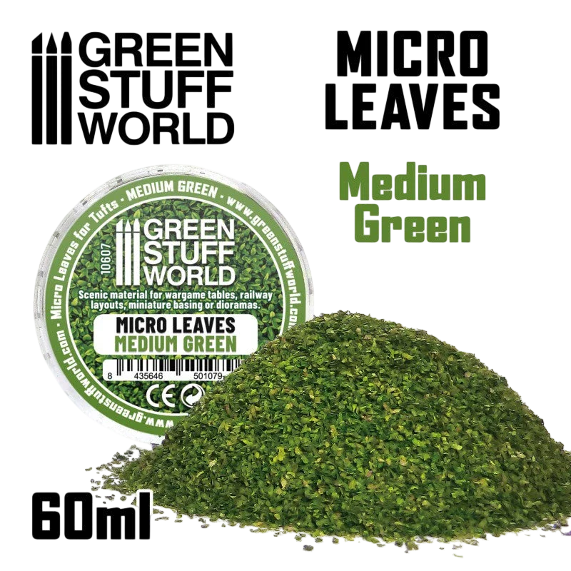 Green Stuff World– Micro Leaves - Medium Green Mix for Terrain 10607