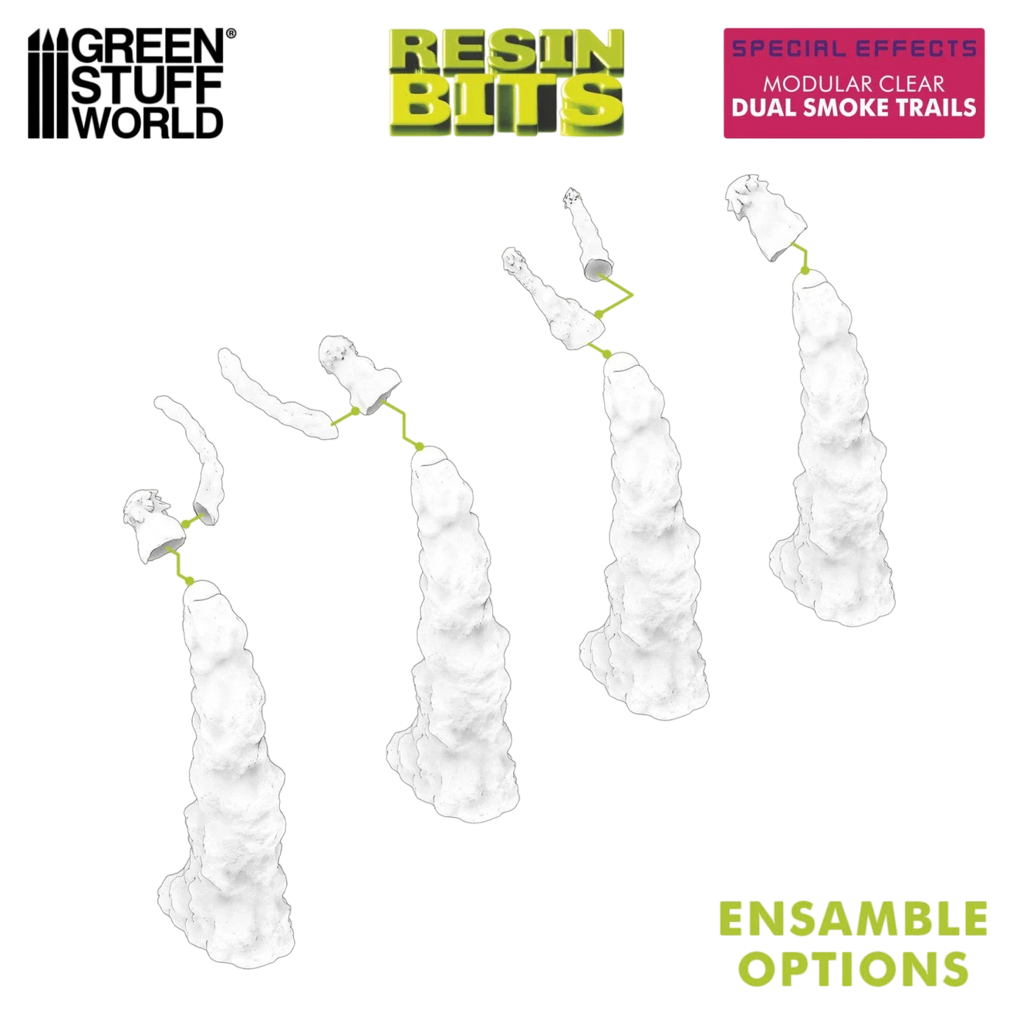 Green Stuff World Modular Clear Dual Smoke Trails for Jump Packs - Wargaming
