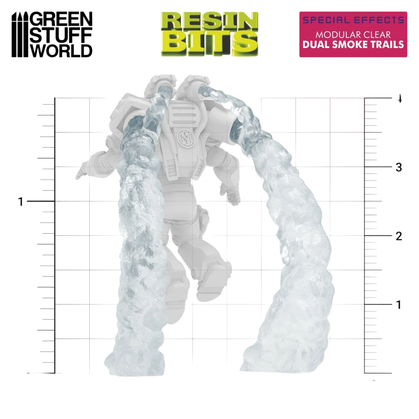 Green Stuff World Modular Clear Dual Smoke Trails for Jump Packs - Wargaming