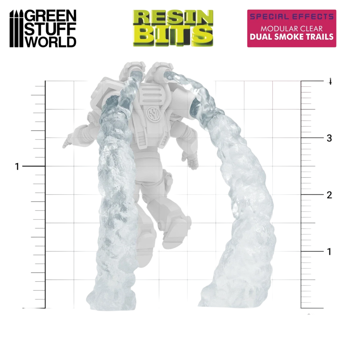 Green Stuff World Modular Clear Dual Smoke Trails for Jump Packs - Wargaming