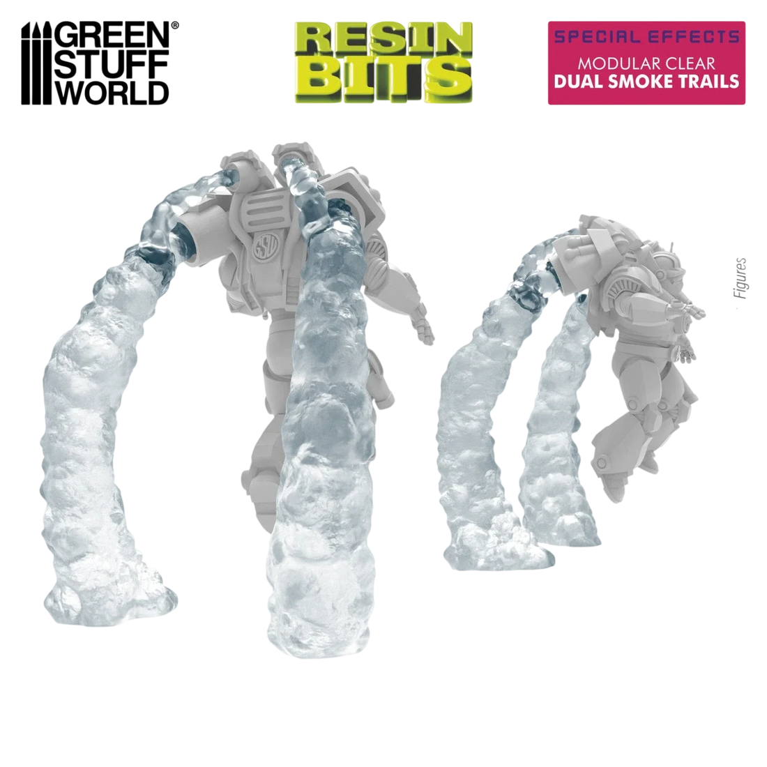 Green Stuff World Modular Clear Dual Smoke Trails for Jump Packs - Wargaming
