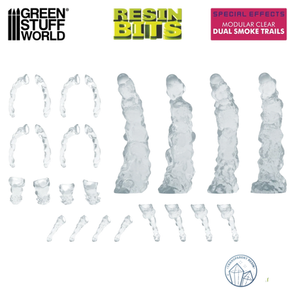 Green Stuff World Modular Clear Dual Smoke Trails for Jump Packs - Wargaming