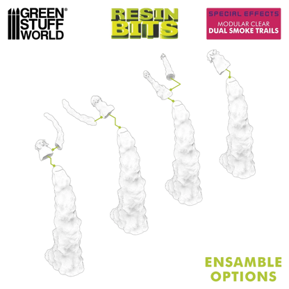 Green Stuff World Modular Clear Dual Smoke Trails for Jump Packs - Wargaming