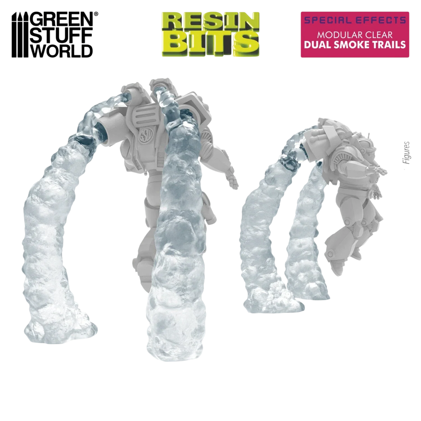 Green Stuff World Modular Clear Dual Smoke Trails for Jump Packs - Wargaming