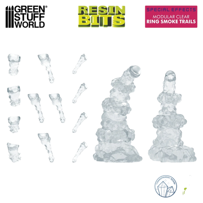 Green Stuff World Modular Clear Ring Smoke Trails for Jump Packs 1:48 - Wargaming