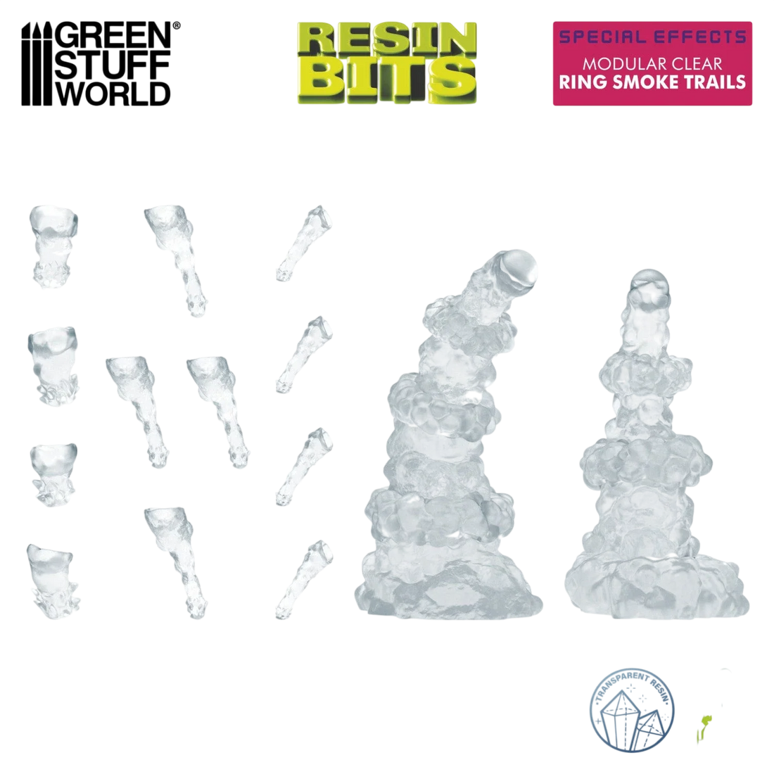 Green Stuff World Modular Clear Ring Smoke Trails for Jump Packs 1:48 - Wargaming