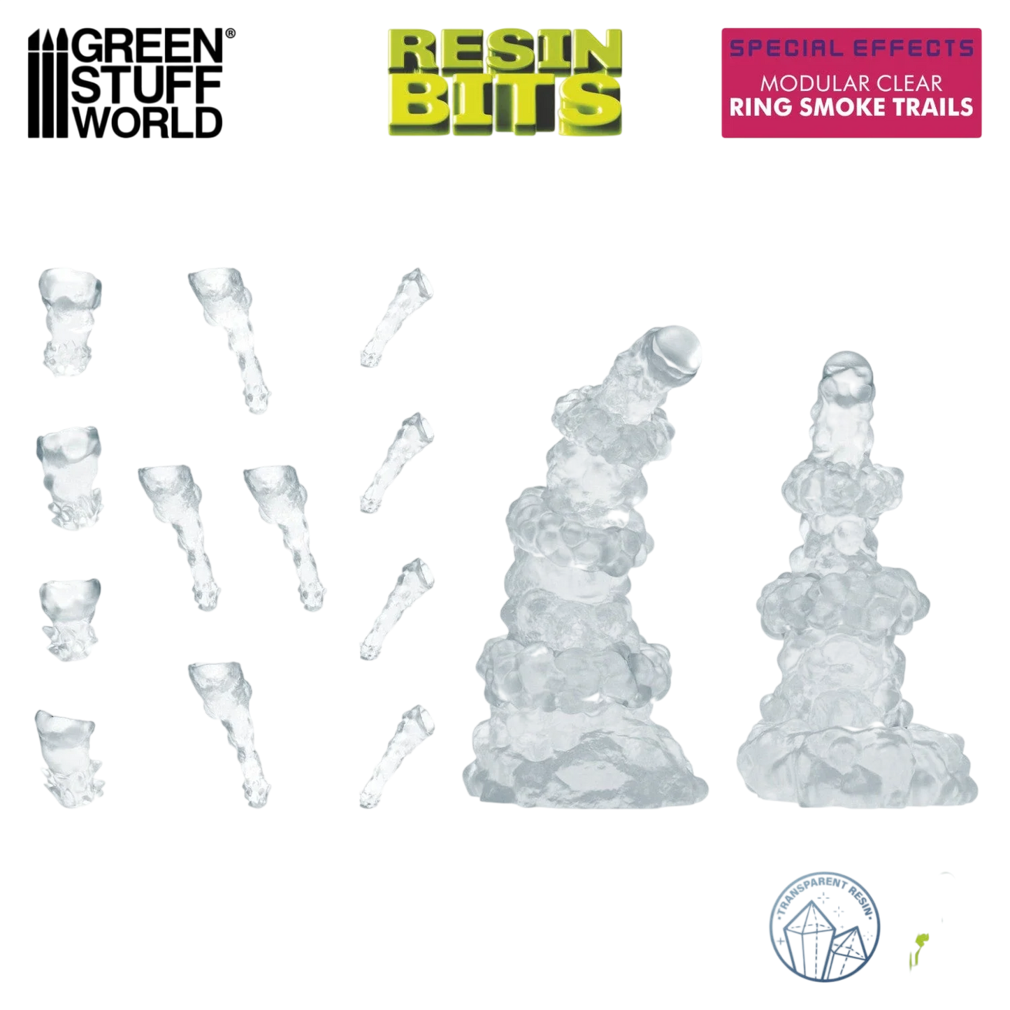 Green Stuff World Modular Clear Ring Smoke Trails for Jump Packs 1:48 - Wargaming