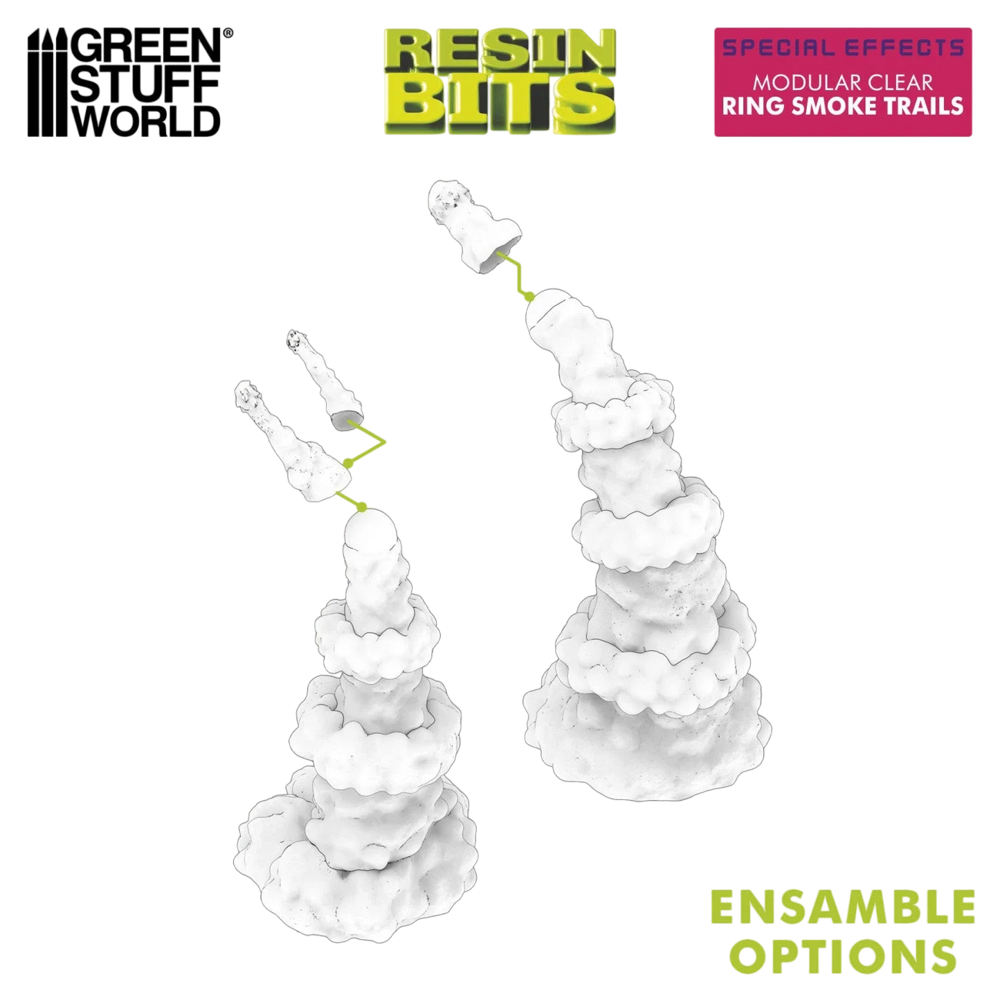 Green Stuff World Modular Clear Ring Smoke Trails for Jump Packs 1:48 - Wargaming