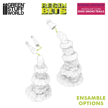 Green Stuff World Modular Clear Ring Smoke Trails for Jump Packs 1:48 - Wargaming