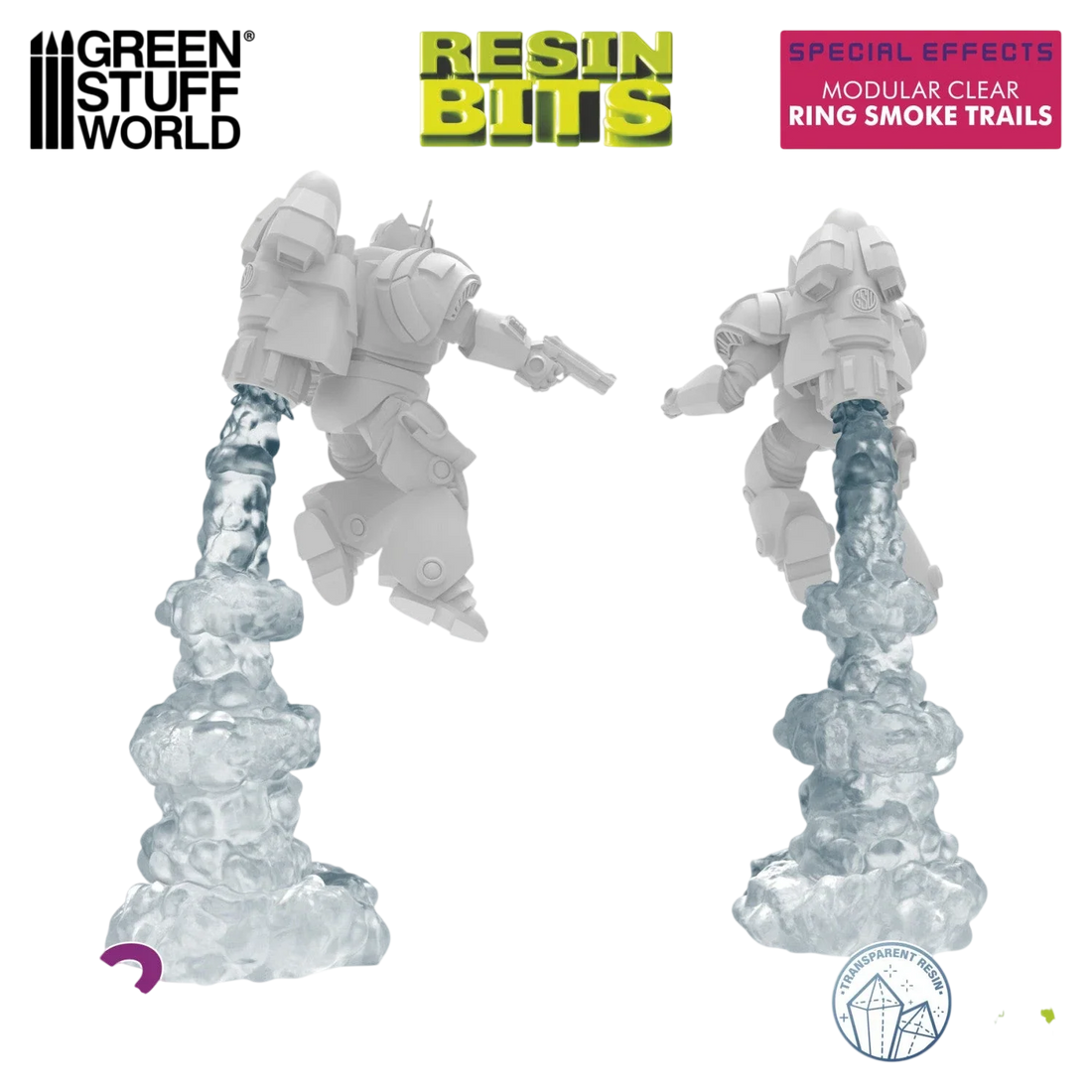 Green Stuff World Modular Clear Ring Smoke Trails for Jump Packs 1:48 - Wargaming