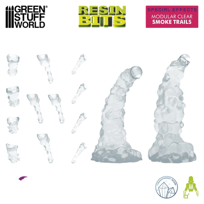 Green Stuff World Modular Clear Smoke Trails for Jump Packs - Wargaming