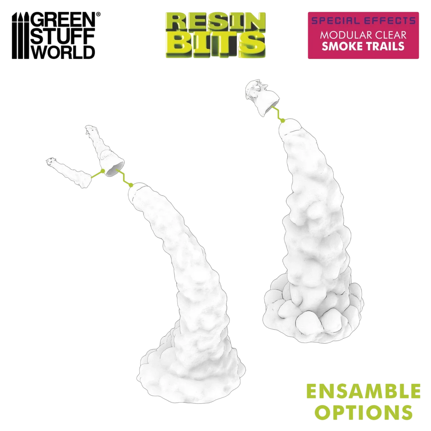 Green Stuff World Modular Clear Smoke Trails for Jump Packs - Wargaming