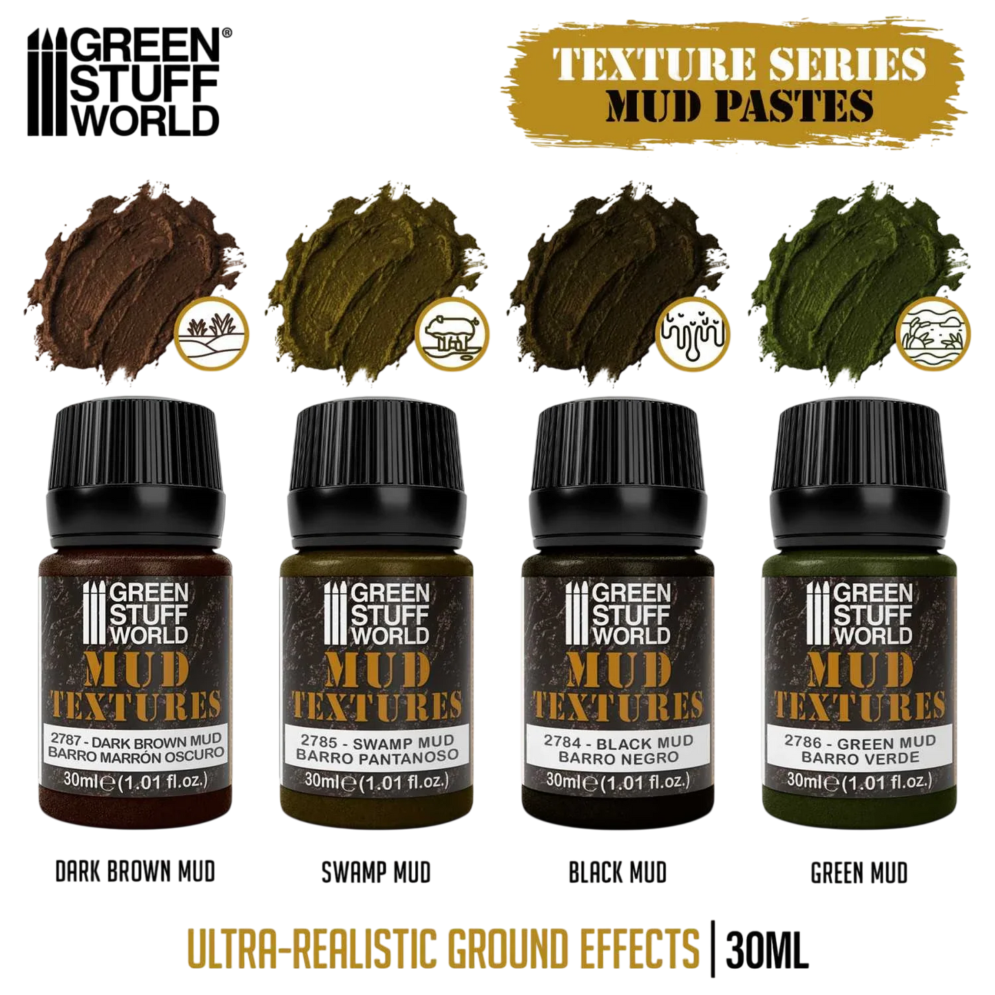 Green Stuff World Mud textures set 30ml for Modeling and Dioramas