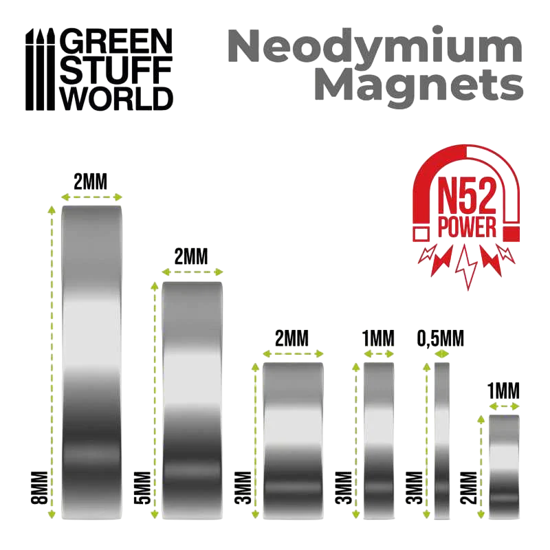 Green Stuff World Neodymium Magnets 3x1mm - 100 Units (N52) 9263