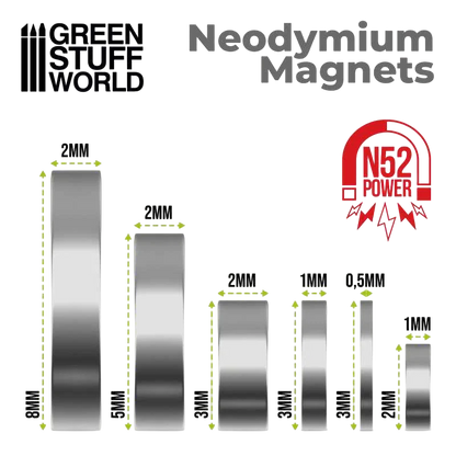 Green Stuff World Neodymium Magnets 5x2mm - 100 Units (N52) 9265