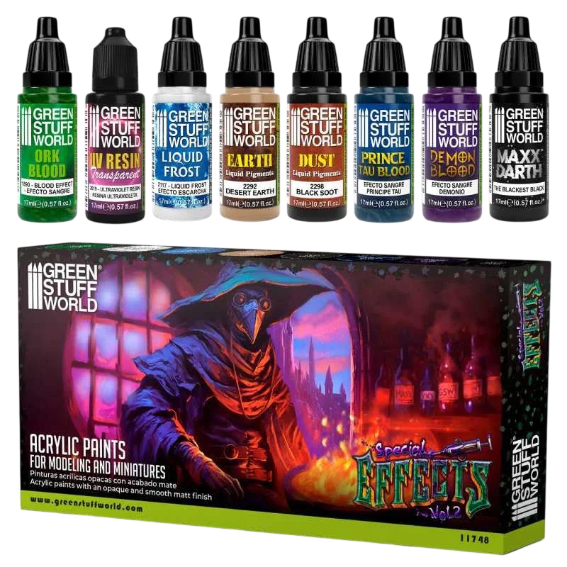 Green Stuff World Paint Set - Special Effects Vol. 2 Featuring Darth Black 98.9 Light Absorption