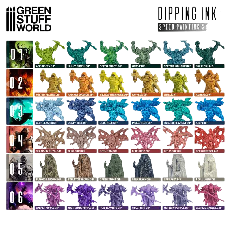 Green Stuff World Paint Set 11693 - Dipping Ink Contrast Paint Collection 01