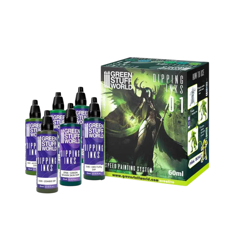 Green Stuff World Paint Set 11693 - Dipping Ink Contrast Paint Collection 01