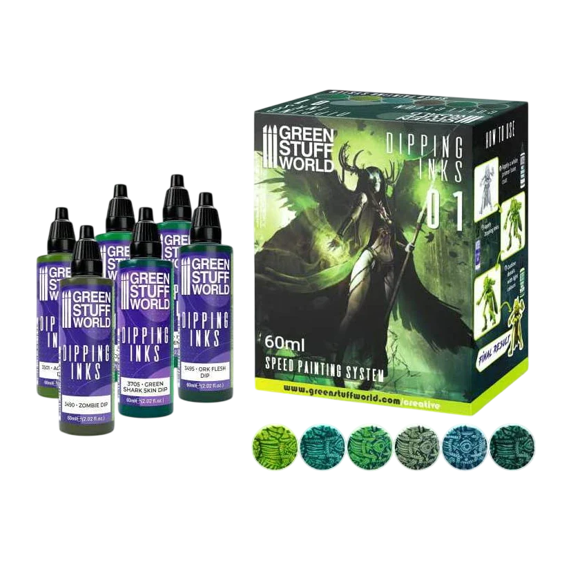 Green Stuff World Paint Set 11693 - Dipping Ink Contrast Paint Collection 01