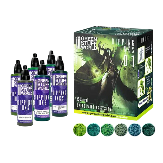 Green Stuff World Paint Set 11693 - Dipping Ink Contrast Paint Collection 01