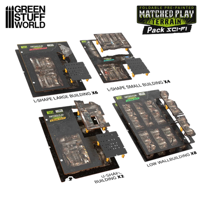 Green Stuff World Pre-Painted Foldable Matched Play terrain pack - Sci-fi - Wargaming