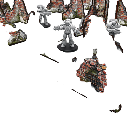 Green Stuff World Pre-Painted Ruined Brick Walls - Terrain - 40k - Wargaming