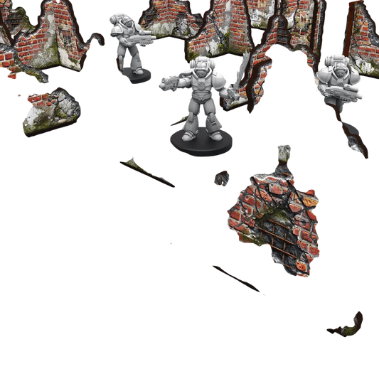 Green Stuff World Pre-Painted Ruined Brick Walls - Terrain - 40k - Wargaming