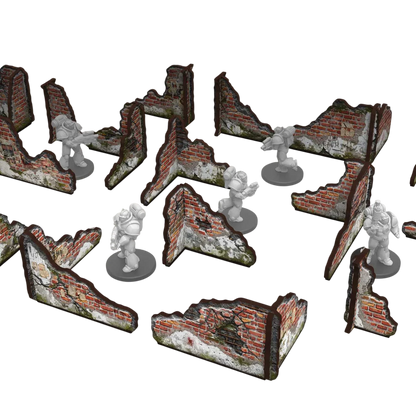 Green Stuff World Pre-Painted Ruined Brick Walls - Terrain - 40k - Wargaming