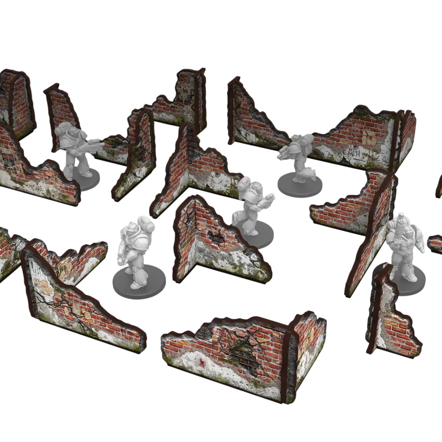 Green Stuff World Pre-Painted Ruined Brick Walls - Terrain - 40k - Wargaming